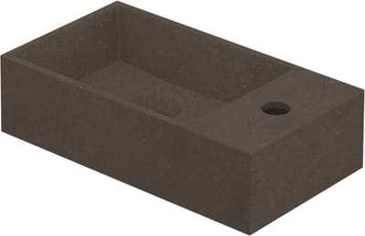 INK® Contra fontein vierkant met kraangat en aflegplateau rechts 40 x 22 x 10 cm, quartz beton