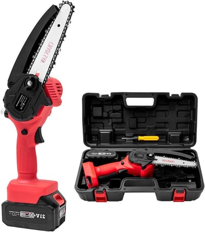 Draadloze Kettingzaag - Handzaag Mini - Tuin Snoeien - Eénhandige Bediening - 4 Inch - Zwart