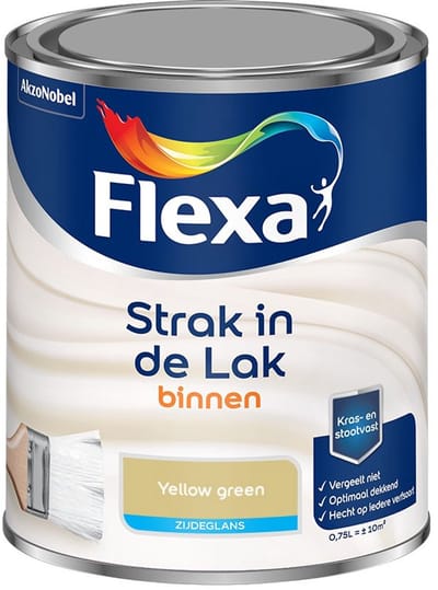 Flexa - Strak In De Lak Binnenlak Zijdeglans - Yellow Green - Mengverf - 750 Ml