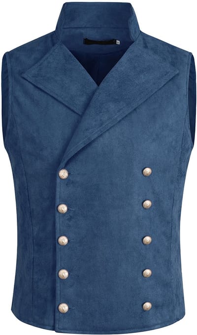 ALLTHEMEN Heren Dubbelrijig Effen Staande Kraag Gilet Vest - Comfortabele en Stijlvolle Vest - M