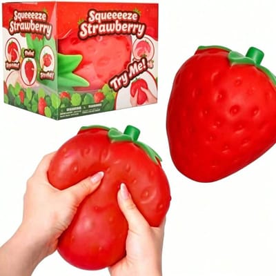 Nieuw Oversized Aardbei Langzaam Terugverende Speelgoed Reus Bal Knijpen Muziek Polyurethaan Gevuld Sensorisch Speelgoed Schattig Plakkerige Bal Decompressie Speelgoed 1 PC red