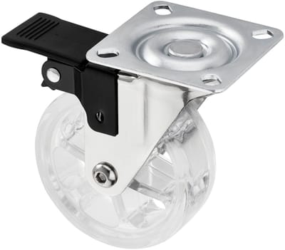 Design meubelwiel SHIFT-Ø 75 mm transparant met rem, belastbaar tot 35 kg, hoogte 97 mm Zwenkwiel van SOTECH