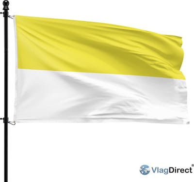 VlagDirect - Geel witte kerkelijke vlag - Processie vlag - 90 x 150 cm.