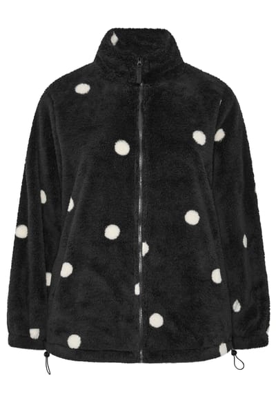 Yours Zwarte Fleece Met Stippen En Ritssluiting Size 42