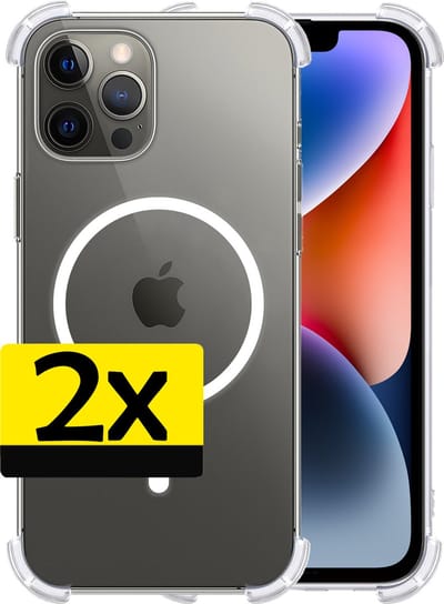Hoesje - 2 Stuks - Geschikt voor Apple iPhone 14 Pro - Magsafe Compatible - Sterk & Shockproof - Back Cover - Shock Proof Case - Telefoon Hoes - Telefoonhoesjes - Transparant