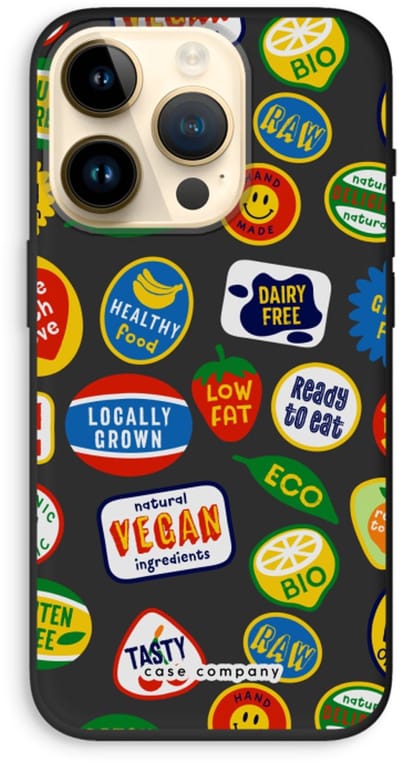 Case Company® - Hoesje geschikt voor iPhone 14 Pro hoesje - Fruitsticker - Biologisch Afbreekbaar Telefoonhoesje - Bescherming alle Kanten en Schermrand