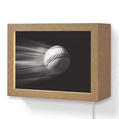 Wandlamp 20x15 cm - Oplaadbaar - Honkbal - Wit - Vliegt - Wandlampen binnen woonkamer - Slaapkamer lamp met kabel - Decoratieve nachtlamp - Vloerlamp snoer