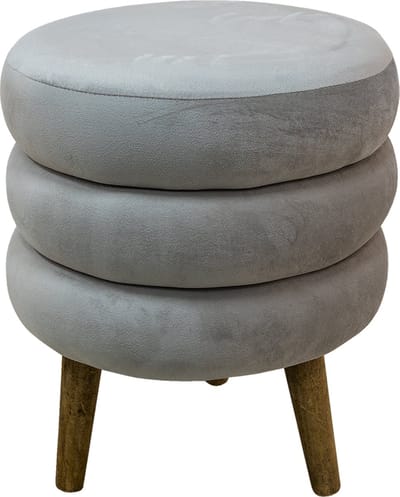 Clayre & Eef Poef Ø 38x44 cm Grijs Hout