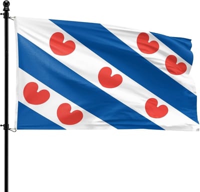 Dailygoods- Friese Vlag 90 x 150 cm - Duurzaam Polyester - Windbestendig - UV-werend - Messing Oog-ringen - Gratis Verzending