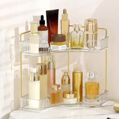 Make-up Organizer met 2 Lagen van Acryl voor Cosmetica, Lippenstift, Nagelverzorging en Parfum - Perfect voor de Slaapkamer en Keuken