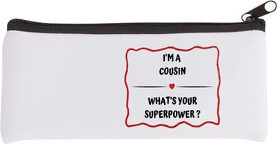 Akyol - i'm a cousin what's your superpower? Etui - Neef - super neef - verjaardag - cadeautje voor neef - neef artikelen - kado - geschenk - 20 bij 9 cm
