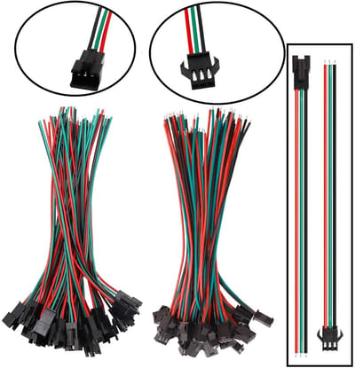 JST SM Connectoren - 3-pins Stekkers - LED Verlichting - Solderen Niet Nodig - 30 Paar - Zwart Rood Groen