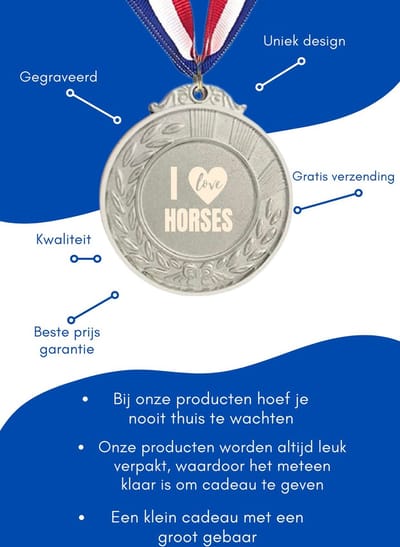 Akyol - ik hou van paarden medaille zilverkleuring - Paarden - vrienden paardrijden - cadeau