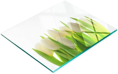 Decoratieve snijplank van gehard glas met tulpenmotief, 60x52 cm