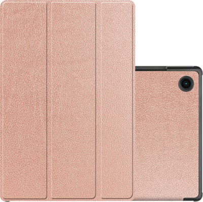Hoes - Geschikt voor Samsung Galaxy Tab A8 - Dun & Stevig - Trifold Bookcase - Hard Cover - Hardcover Book Case - Tablet Hoesje - Rosé goud