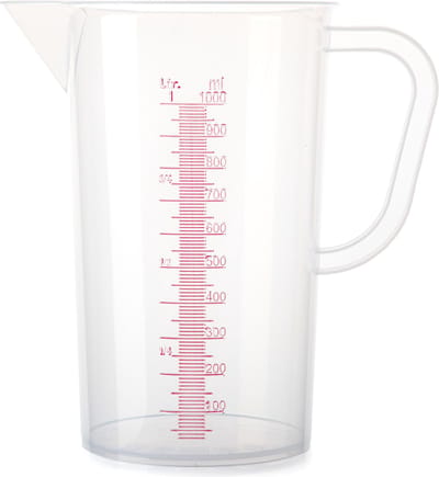 Plasticforte Keuken Voedsel maatbeker/mengbeker - kunststof - transparant - 1300 ml - schenktuit