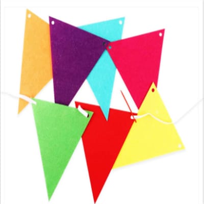 5 pièces Bannière de Fête Forme Triquètre Tissu Feutre 18x15x6cm Fanions Drapeau Décoratif pour Décoration de Fête Drapeau Coloré purple