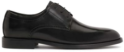 Black men's shoes with decorative perforation