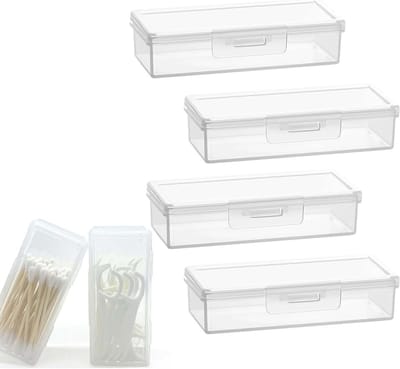 Draagbare en Transparante Opbergdoos voor Wattenstaafjes met Stofdicht Deksel - 4 Stuks, Ideaal voor Reizen, Organisatie en Hygiëne