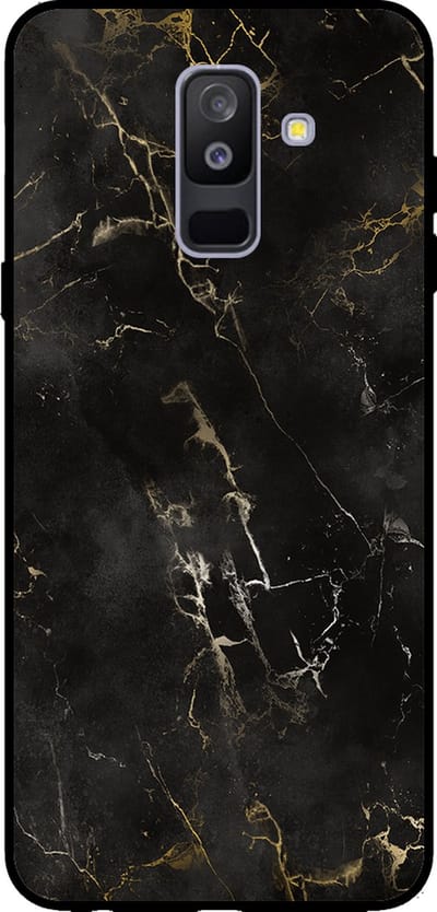 Smartphonica Telefoonhoesje voor Samsung Galaxy A6 Plus 2018 met marmer opdruk - TPU backcover case marble design - Zwart geschikt voor Samsung Galaxy A6 Plus 2018