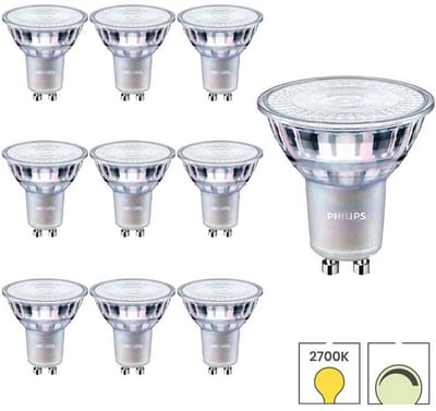 Philips GU10 LED Lamp - 10-pack - 4W Dimbaar - 2700K Warmwit Licht