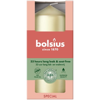 Bolsius - Stompkaars - Metallic White Silver - 120/58