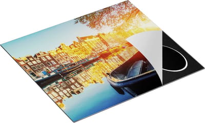 Chefcare Inductie Beschermer Amsterdamse Brug - Gracht - met Bloemen - 60x50 cm - Afdekplaat Inductie - Kookplaat Beschermer - Inductie Mat