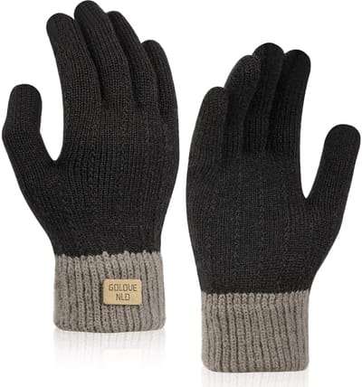 Thermische winterhandschoenen - Warme gebreide wanten - Zwart - Touchscreen handschoenen - Geschikt voor uniseks - Thermische wanten
