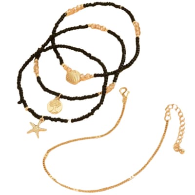 4 stuks- Plus Size -armband- zwart goudkleur -beach - 21 cm- Charme Bijoux