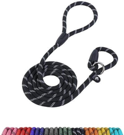 Dailygoods- Sliplijn 1,8 m - Hondenriem met reflecterende stiksels - Anti-verstikking - Verstelbare lus - Duurzaam nylon - Ideaal voor puppy's en grote honden - Hondenlijn
