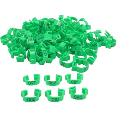 100 STUKS Kippenpootringen 20mm 001 tot 100 Genummerde Pluimvee Identificatie Pootlabels voor Kuikens Eenden