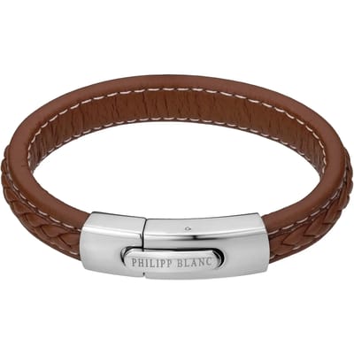 Echt leer en roestvrij stalen armband Philipp Blanc Henry