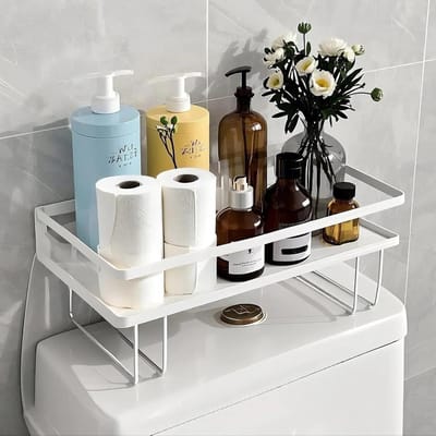 Grote Opbergrek Boven het Toilet, Ruimtebesparende Badkamer Organizer van Roestvrij Staal, Eenvoudige Installatie Zonder Boren, Ideaal voor Badkameropslag