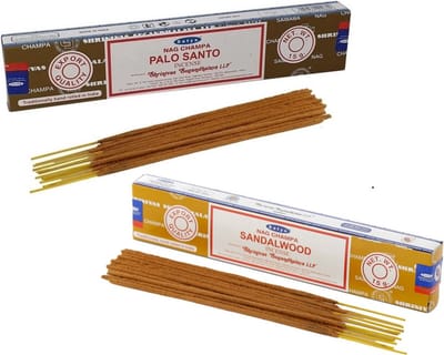 Satya Wierook cadeaus set - 2x geurstokjes - Palo Santo en Sandelhoutgeur - Meditatie