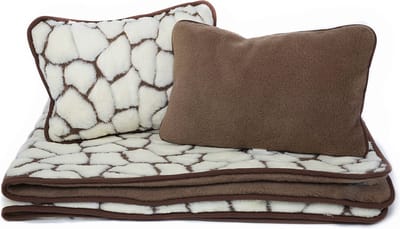 Deken 100% Wol - Dubbelzijdig - Puur Australische Merino & Kameel Blend ATACAMA – Giraffe Print Premium Wollen Deken OnceDoce® 2 x 450 g/m² - Warm Ademend Zacht – Woolmark ® Keurmerk - Wasbaar – LITS-JUMEAUX 240x200cm