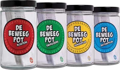 De Beweegpot Set (4 stuks) – beweegspellen voor kleuters – Energizers, Samenspelen, Kleuters en Buitenspelen