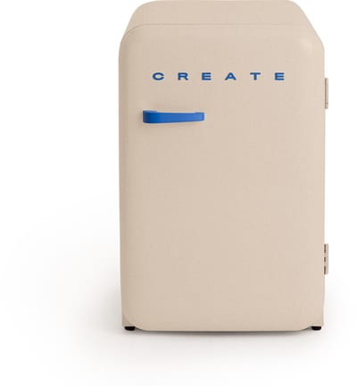 CREATE - Koelkast in retrostijl - Zand - Handvat Kobaltblauw - FRIDGE RETRO 107L