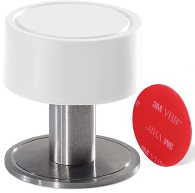 Korte Deurstop - Wit - 2-in-1 Installatiemethode met Zelfklevende Tape en Schroeven voor Binnen