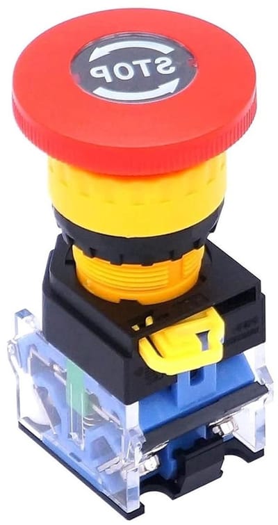 Noodstop Schakelaar - Drukknop Schakelaar - Veiligheid Controleren - 1 NC 1 NO Contact - 22mm Montagegat - Rood