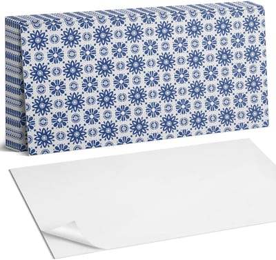 Coloray Plaktegels - Bloemenpatroon op de achtergrond Zelfklevende Wandtegels - 40 cm x 20 cm - Marine Plaktegels - 10 stuks - Rechthoek PVC Tegels - Plaktegels Badkamer - Vloertegels Zelfklevend - Vinyltegels Vloer Zelfklevend - Portugese Tegels