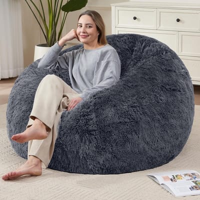 Luxe Pluche Zitzakhoes van Imitatiebont - Wastbaar en Comfortabel voor Jongeren en Volwassenen