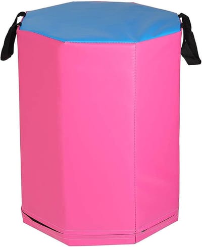 Achthoekige turnmat - Salto trainer - Turnoefeningen oefenen - Zachte EPE parelschuim vulling - 38x38x50 cm - Roze