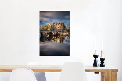 Canvas Schilderij Typische herfstimpressie van de Prinsengracht in Amsterdam - 40x60 cm - Wanddecoratie