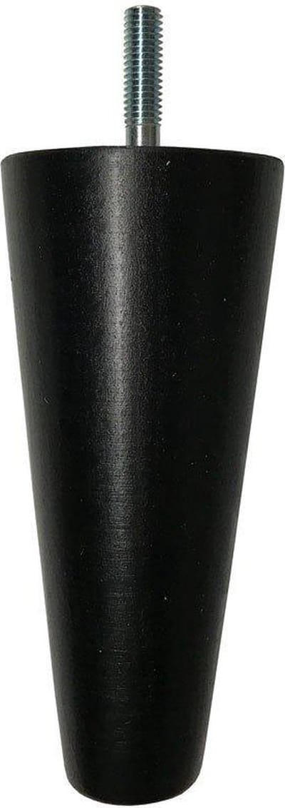 Meubelpoot zwart conisch 5,5 bij 5,5 cm en hoogte 12 cm van massief hout (M8) - Set van 4 stuks