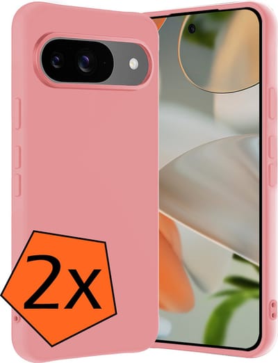 Hoes - 2 Stuks - Geschikt voor Google Pixel 9 - Sterk & Shockproof - Case Siliconen - Back Cover - Telefoon Hoes - Lichtroze