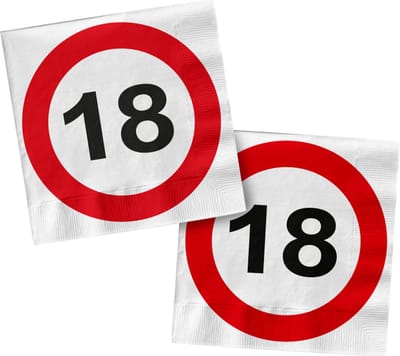 Folat - Servetten - Verkeersbord 18 - 33 x 33 cm - 20 stuks