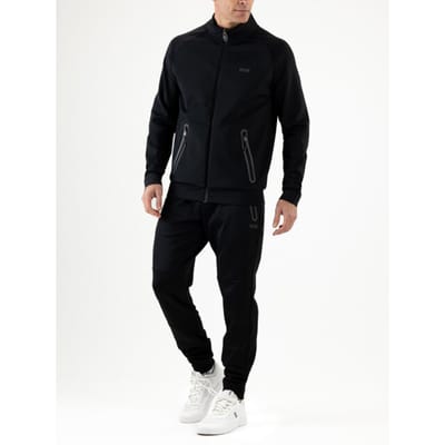Sjeng Sports MAREK Trainingsjack Heren Zwart - Stevige tricot met contrasterende strepen en logo print - Tennis en Fitness - sneldrogend