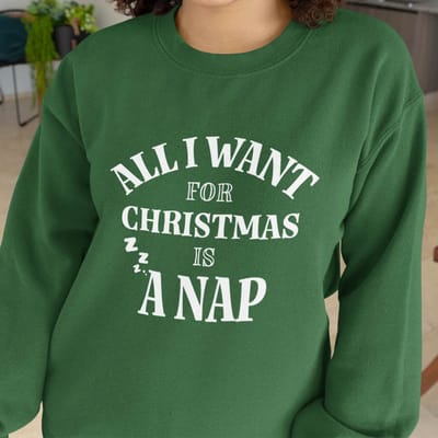 Dames Foute Kerst Trui Groen All I Want For Christmas Is A Nap XS - Uniseks Pasvorm - Kerstkleding Voor Dames & Heren