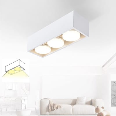 NETTLIFE Opbouwspot GX53 - vierkant - Wit - 3-Lichts - 15W - Moderne Plafondlamp - 3000K Warm Wit Licht - Plafondspot - voor Hal | Slaafkamer | Kantoor | Woonkamer