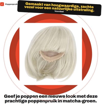 Dailygoods- Poppenpruik Rechte Pony - Schouderlengte Haar - Zachte Vezel - Voor 1/3 BJD Pop - Natuurlijk Draageffect - Levensechte Uiterlijk - BJD Pruik